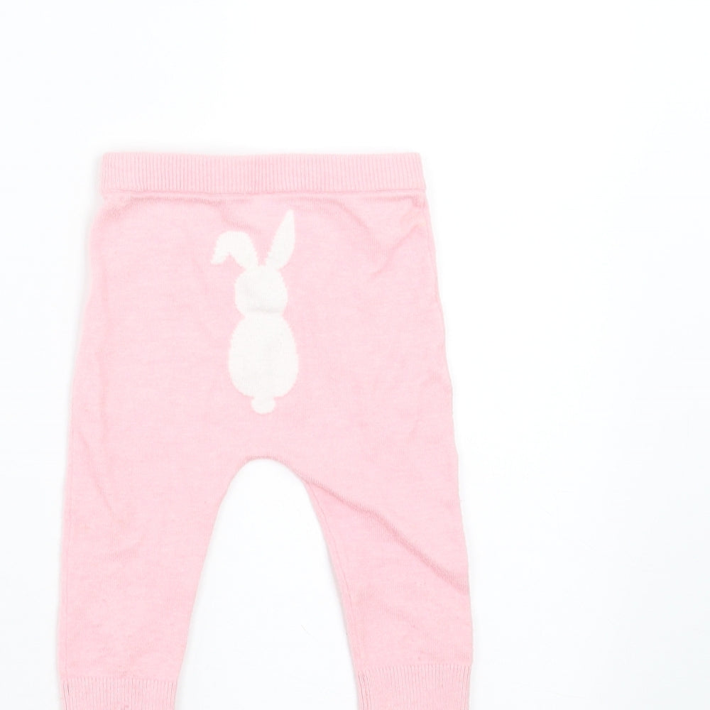 Little Nutmeg Girls Pink   Jogger Trousers Size 3-6 Months  - rabbit