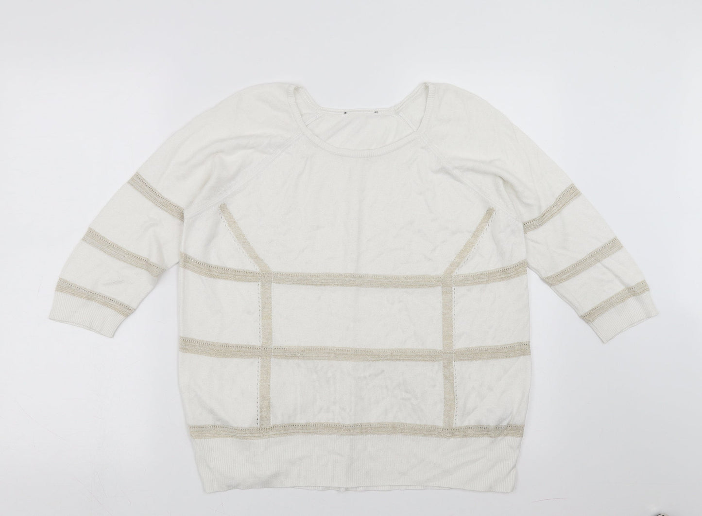 Marks and Spencer Womens White Striped  Pullover Jumper Size 12