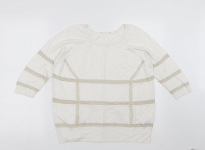 Marks and Spencer Womens White Striped  Pullover Jumper Size 12