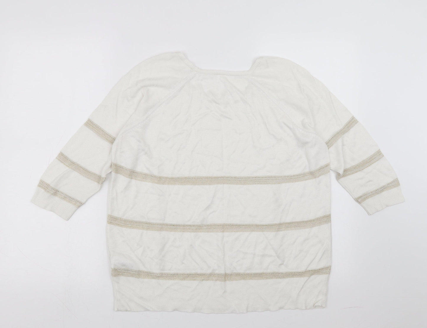 Marks and Spencer Womens White Striped  Pullover Jumper Size 12