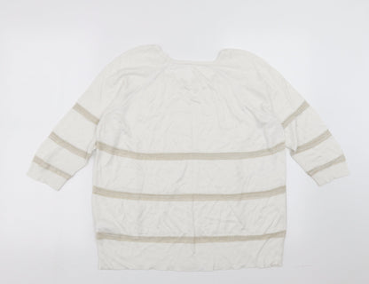 Marks and Spencer Womens White Striped  Pullover Jumper Size 12
