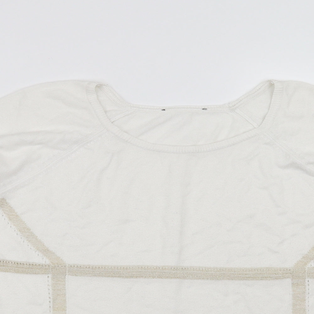 Marks and Spencer Womens White Striped  Pullover Jumper Size 12