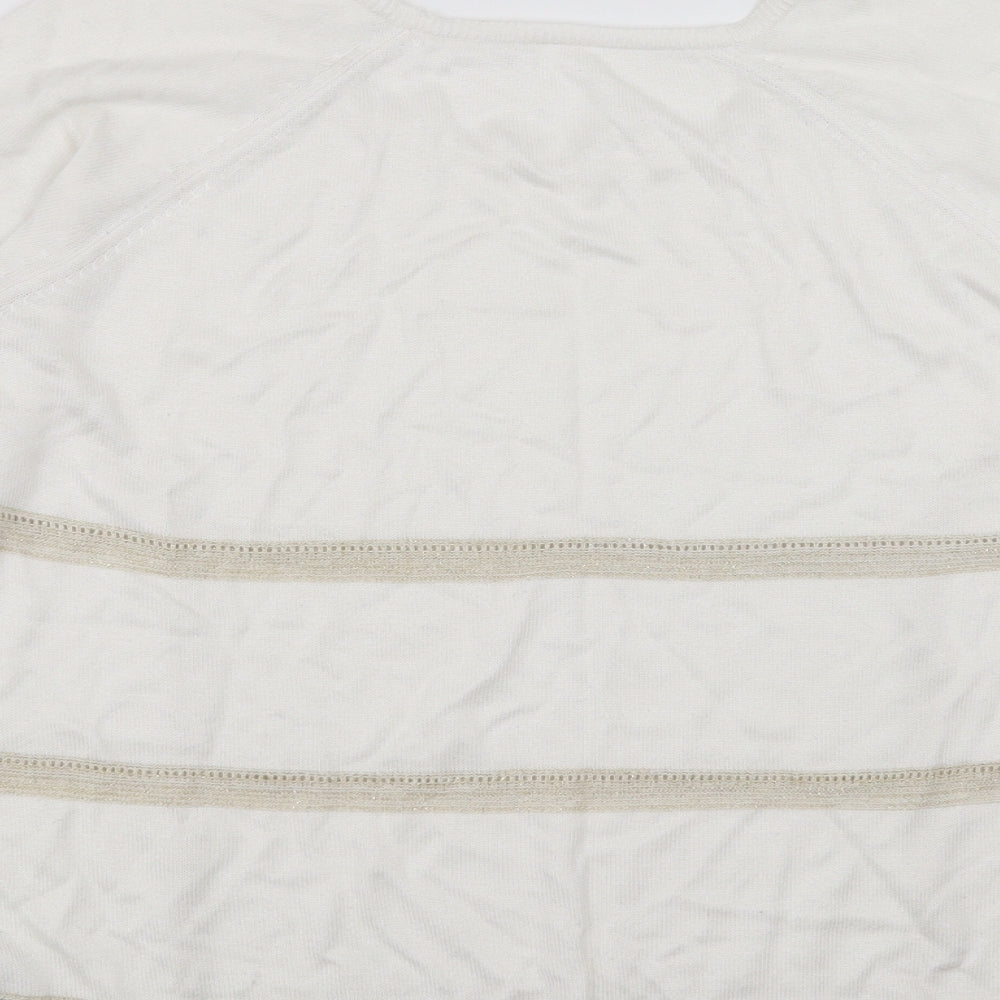 Marks and Spencer Womens White Striped  Pullover Jumper Size 12