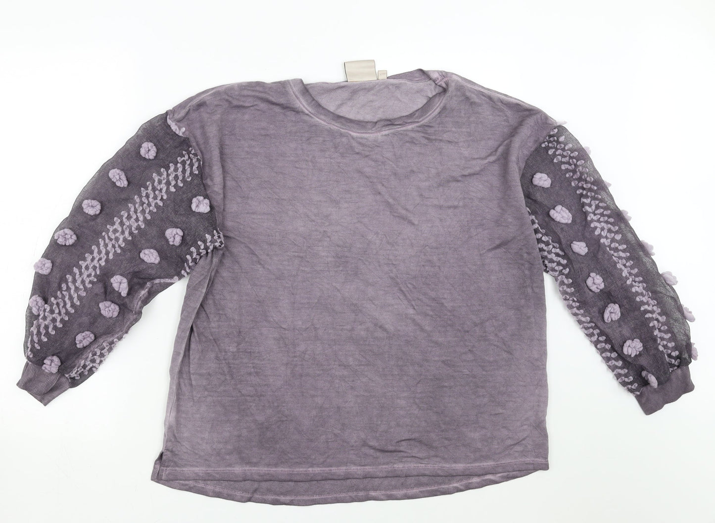 Dantelle Womens Purple   Pullover Sweatshirt Size L  - Sheer Sleeves