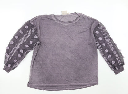 Dantelle Womens Purple   Pullover Sweatshirt Size L  - Sheer Sleeves