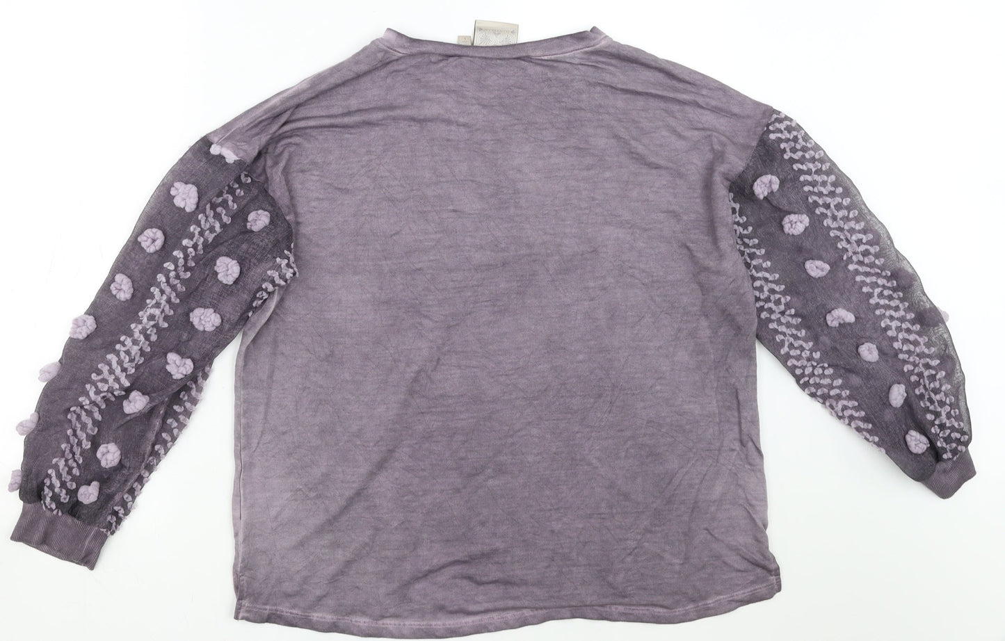 Dantelle Womens Purple   Pullover Sweatshirt Size L  - Sheer Sleeves