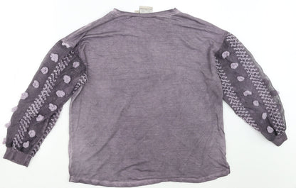 Dantelle Womens Purple   Pullover Sweatshirt Size L  - Sheer Sleeves