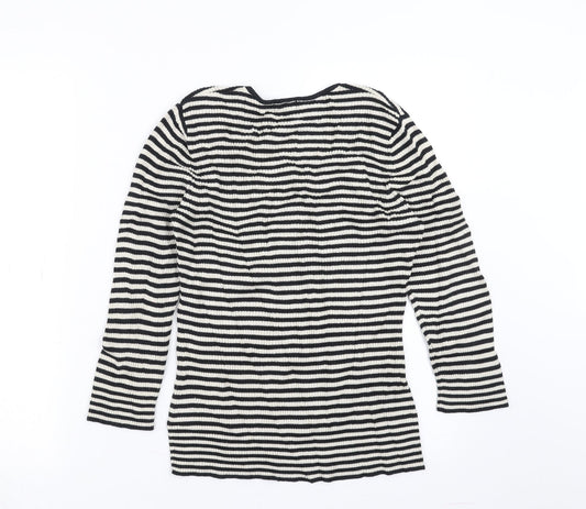 PLANET Womens Black Striped  Pullover Jumper Size XS