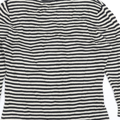 PLANET Womens Black Striped  Pullover Jumper Size XS