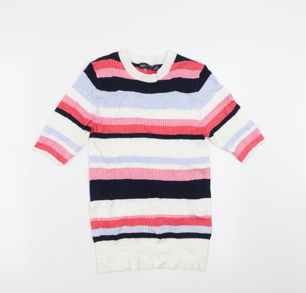Marks & Spencer Womens Multicoloured Striped  Pullover Jumper Size 10
