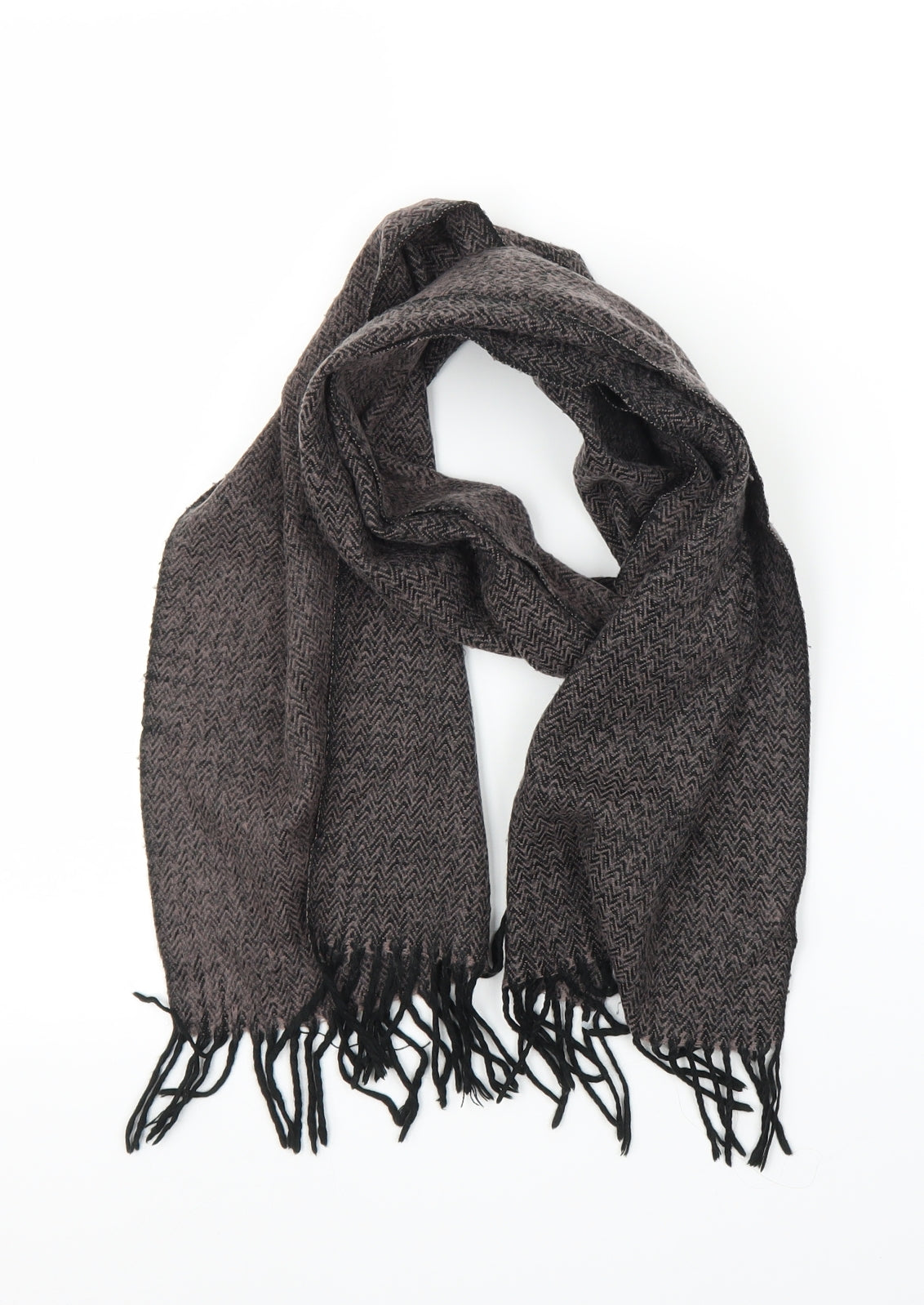 Preworn Unisex Brown Herringbone   Scarf