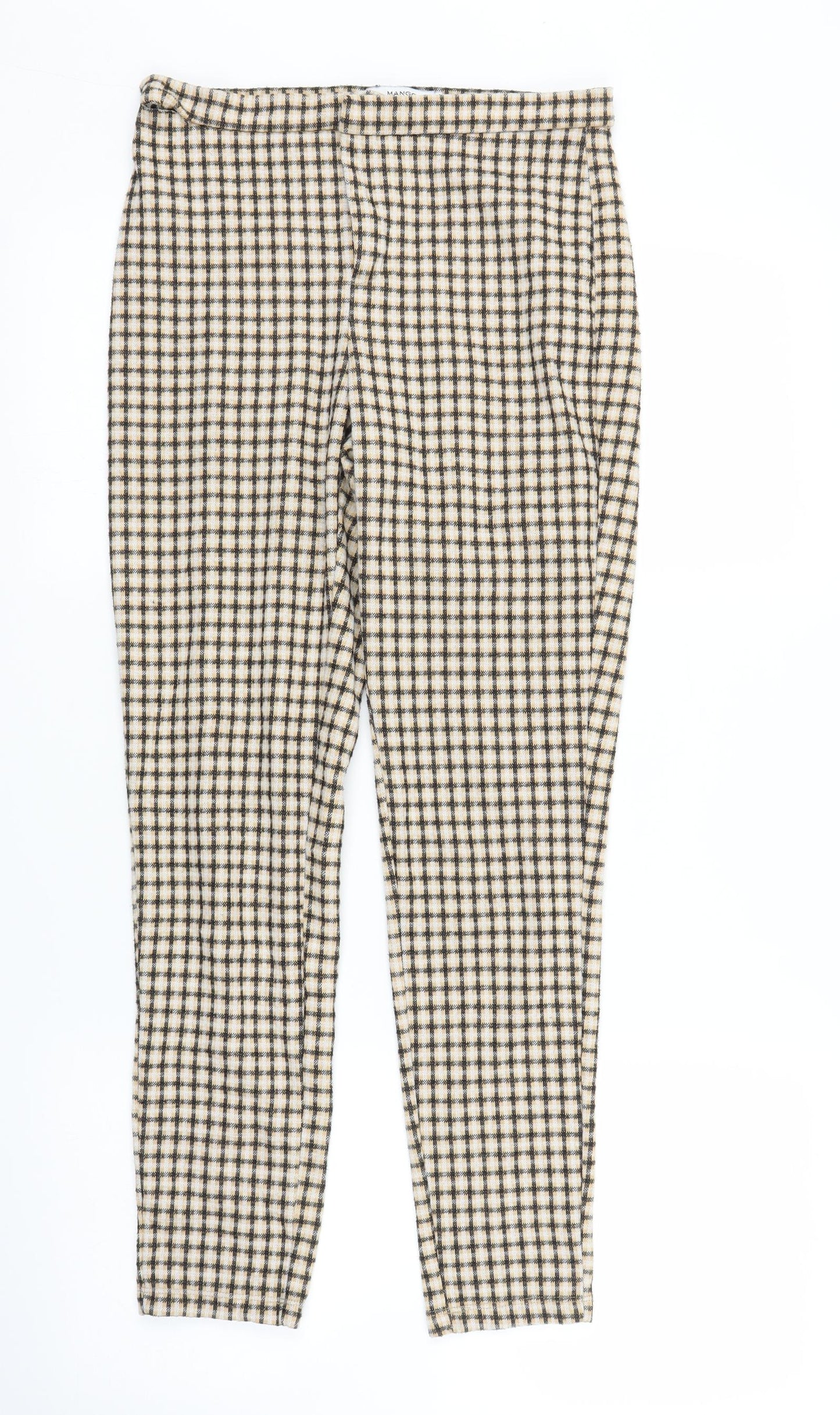 Mango Womens Brown Plaid  Carrot Trousers Size M L25 in