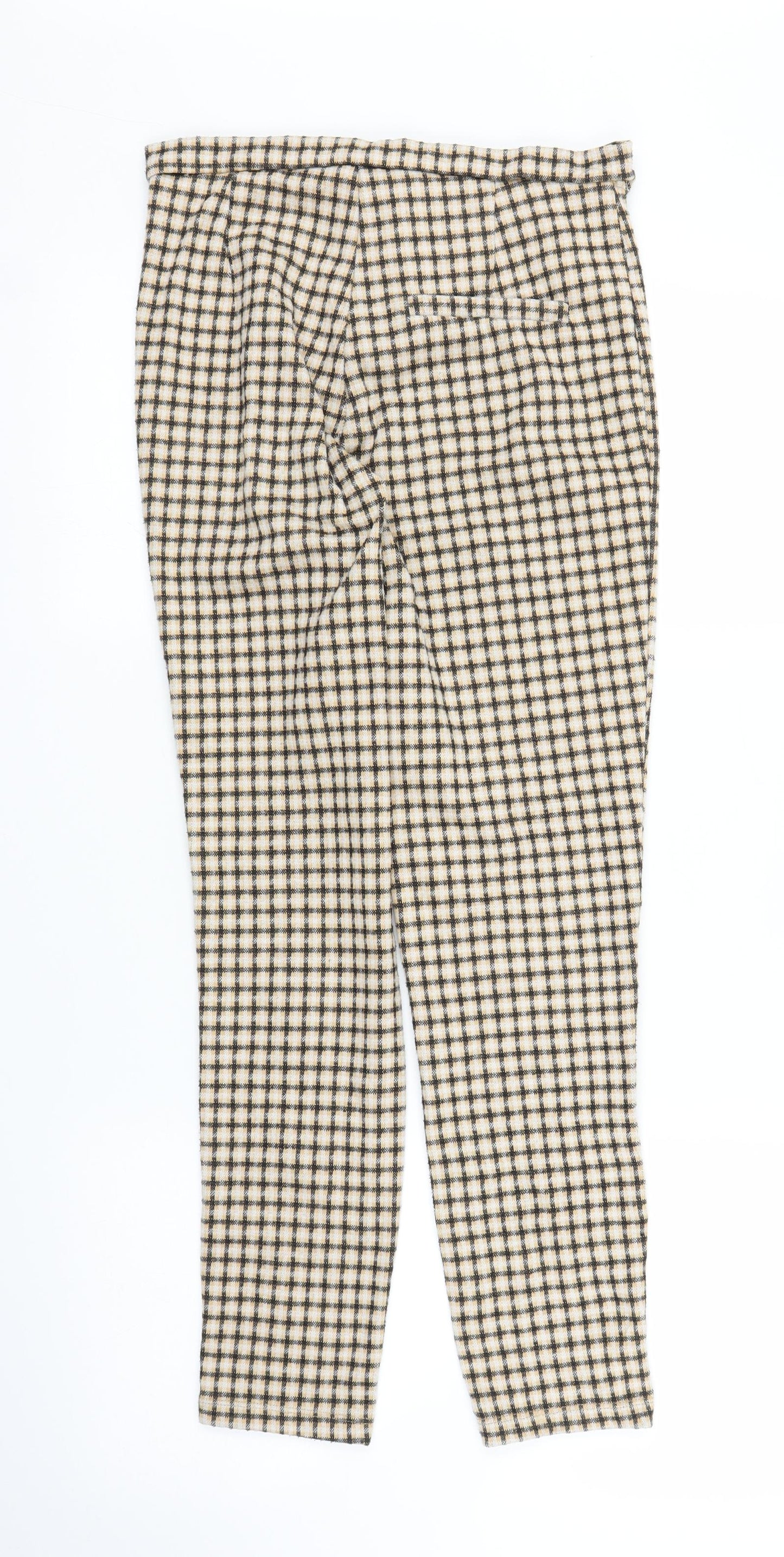 Mango Womens Brown Plaid  Carrot Trousers Size M L25 in