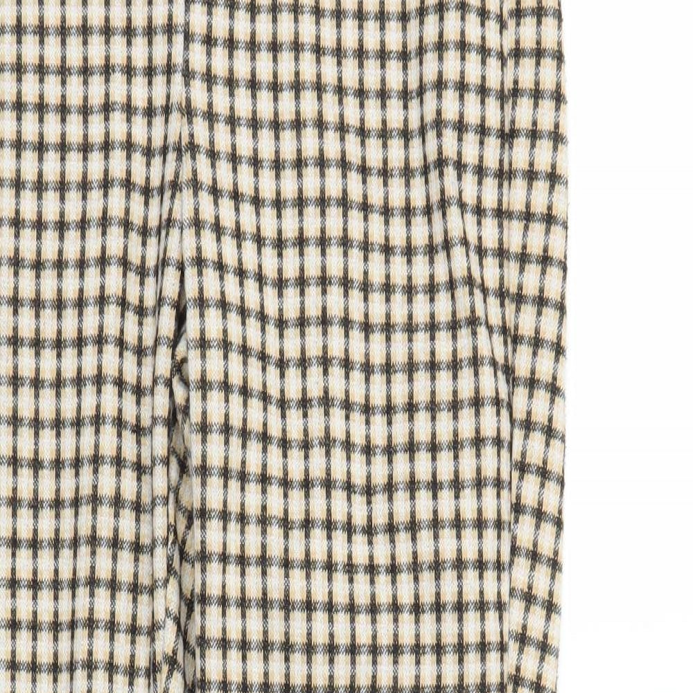 Mango Womens Brown Plaid  Carrot Trousers Size M L25 in