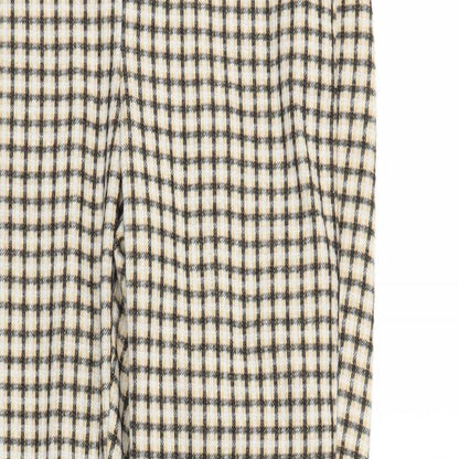 Mango Womens Brown Plaid  Carrot Trousers Size M L25 in