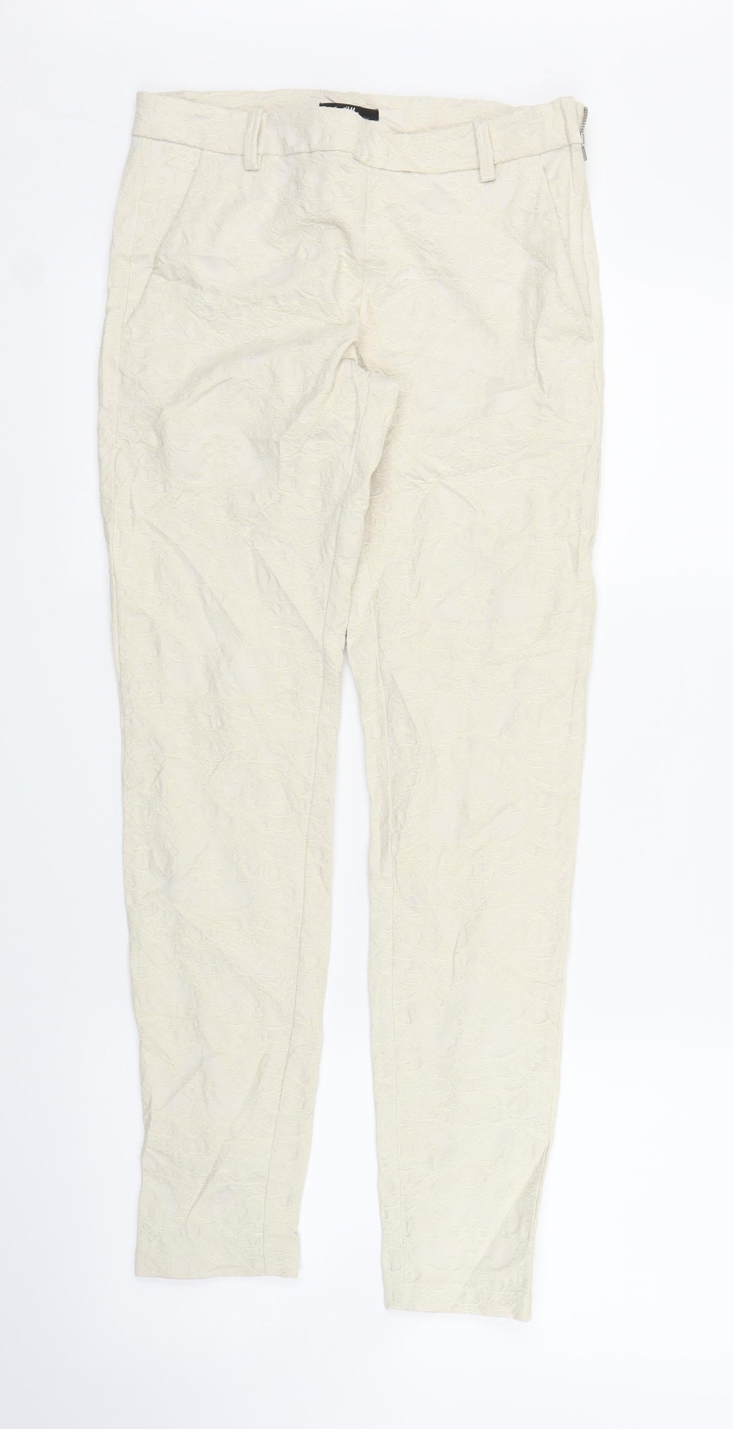 Womens UK Size 6 H&M Regular Fit Carrot Ivory Trousers