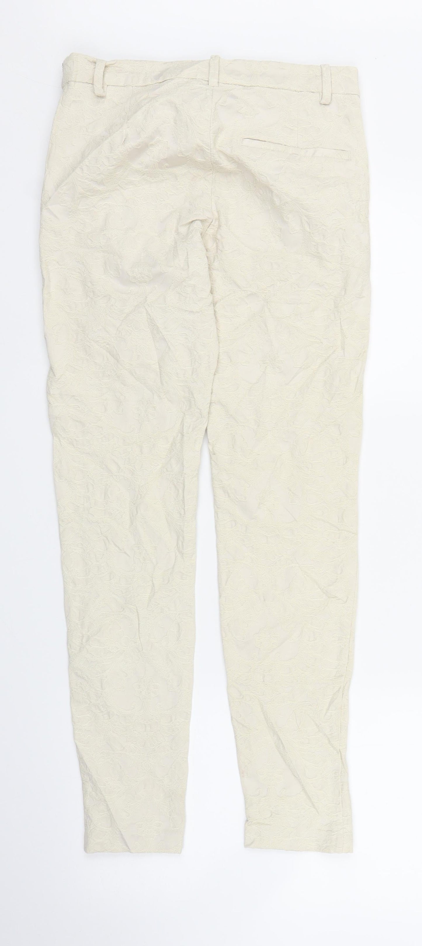 Womens UK Size 6 H&M Regular Fit Carrot Ivory Trousers