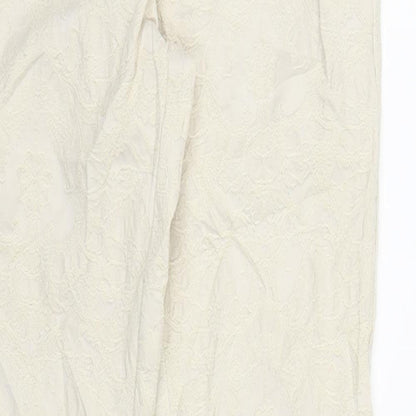Womens UK Size 6 H&M Regular Fit Carrot Ivory Trousers