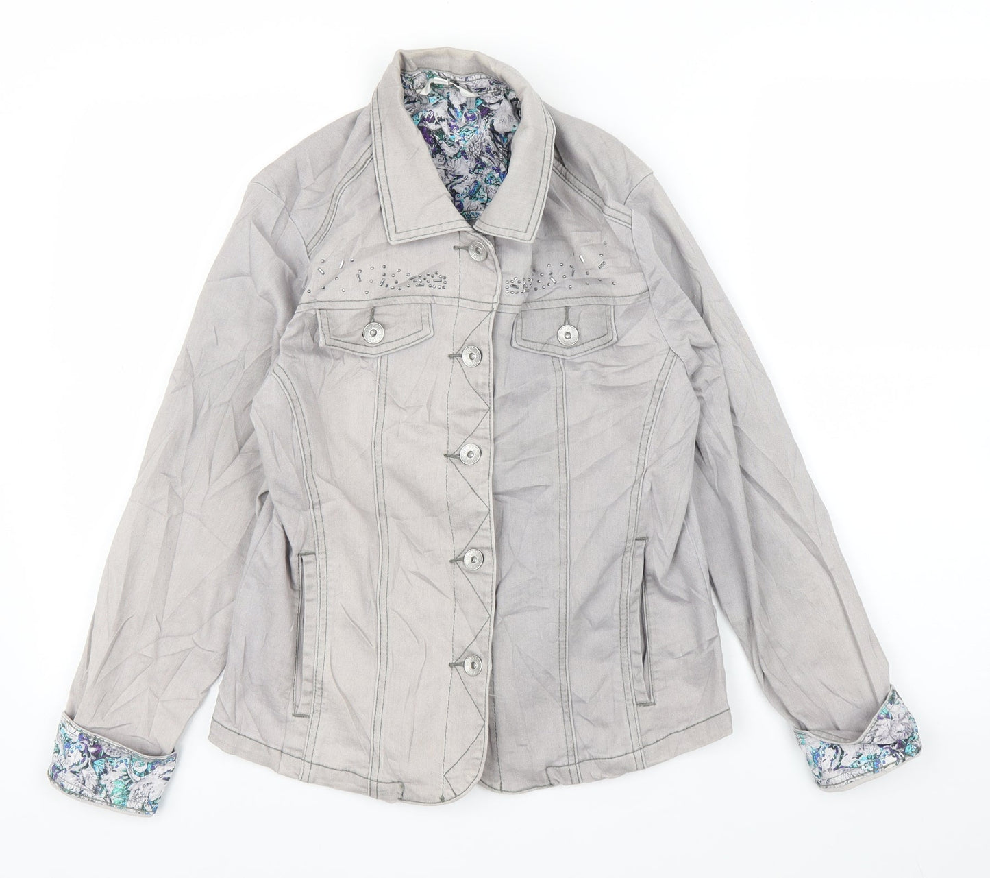 W. Lane Womens Grey  Denim Cardigan Jumper Size 8  - Jacket