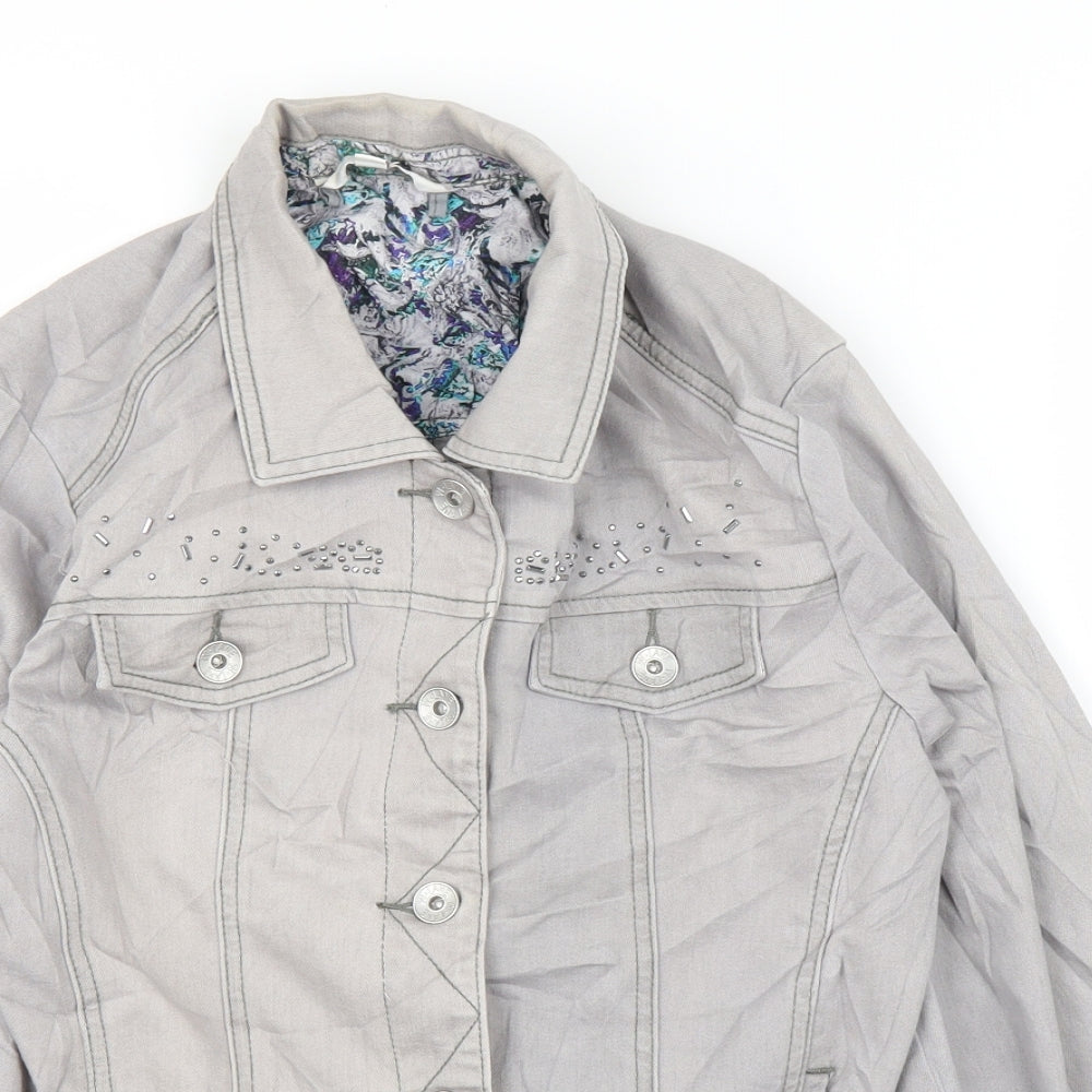 W. Lane Womens Grey  Denim Cardigan Jumper Size 8  - Jacket