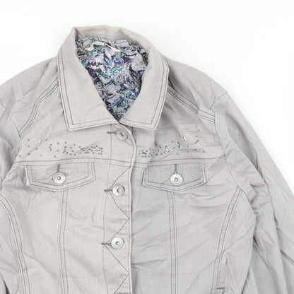 W. Lane Womens Grey  Denim Cardigan Jumper Size 8  - Jacket