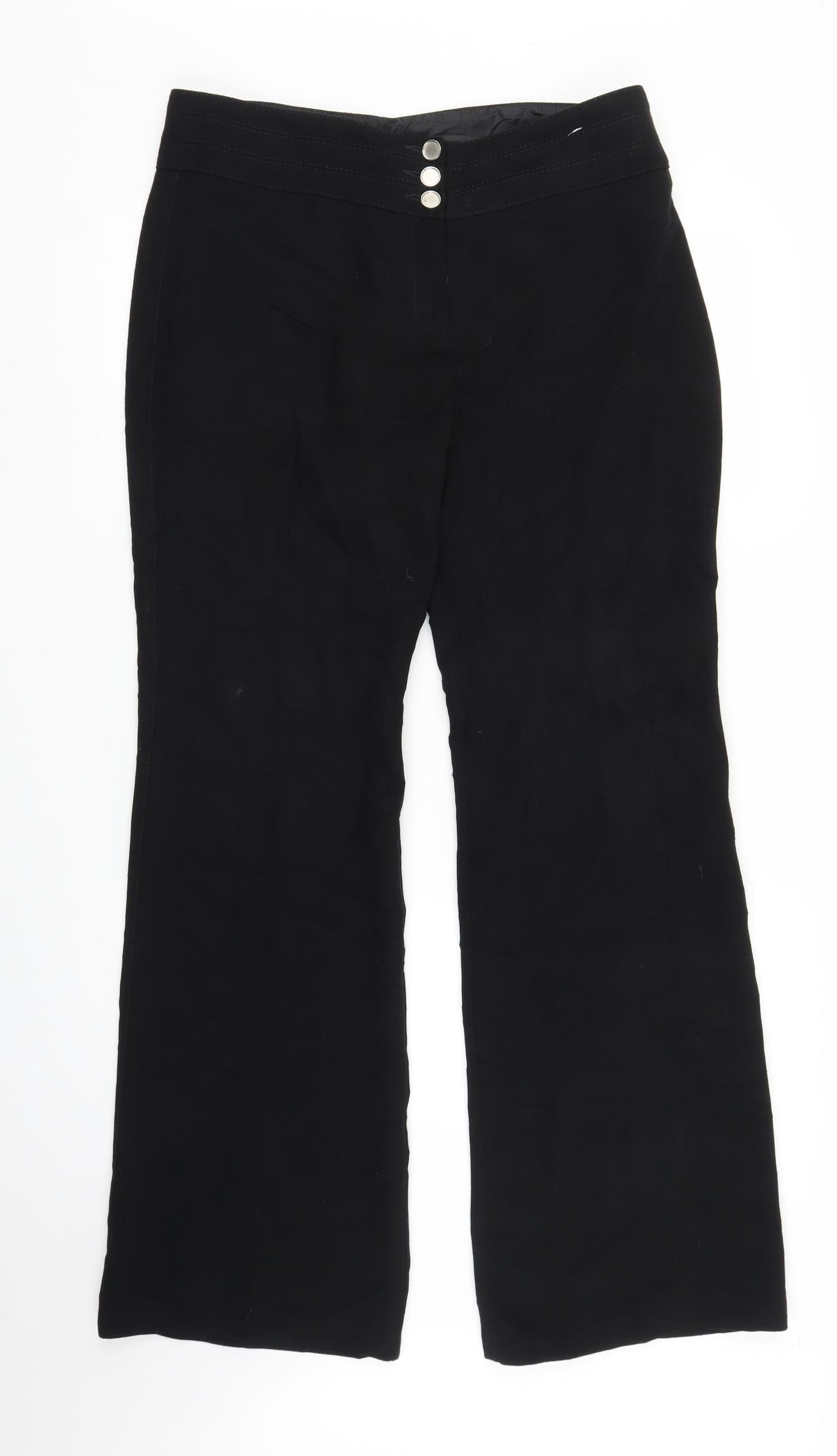 Womens UK Size L Preworn Regular Fit  Black Trousers