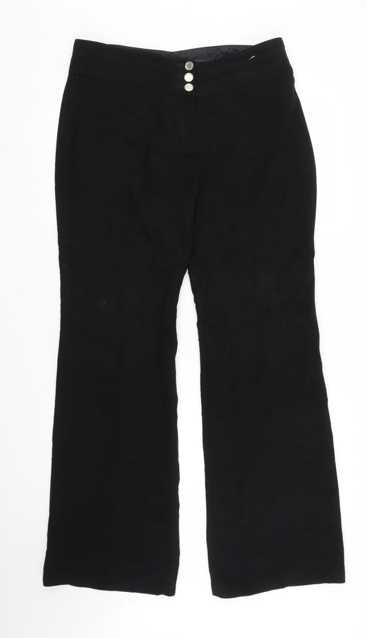 Womens UK Size L Preworn Regular Fit  Black Trousers