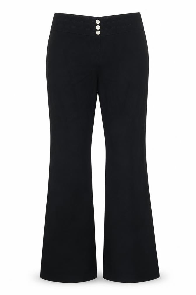 Womens UK Size L Preworn Regular Fit  Black Trousers