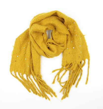 Additional front view of Preworn unisex yellow shawl/wrap - pearls