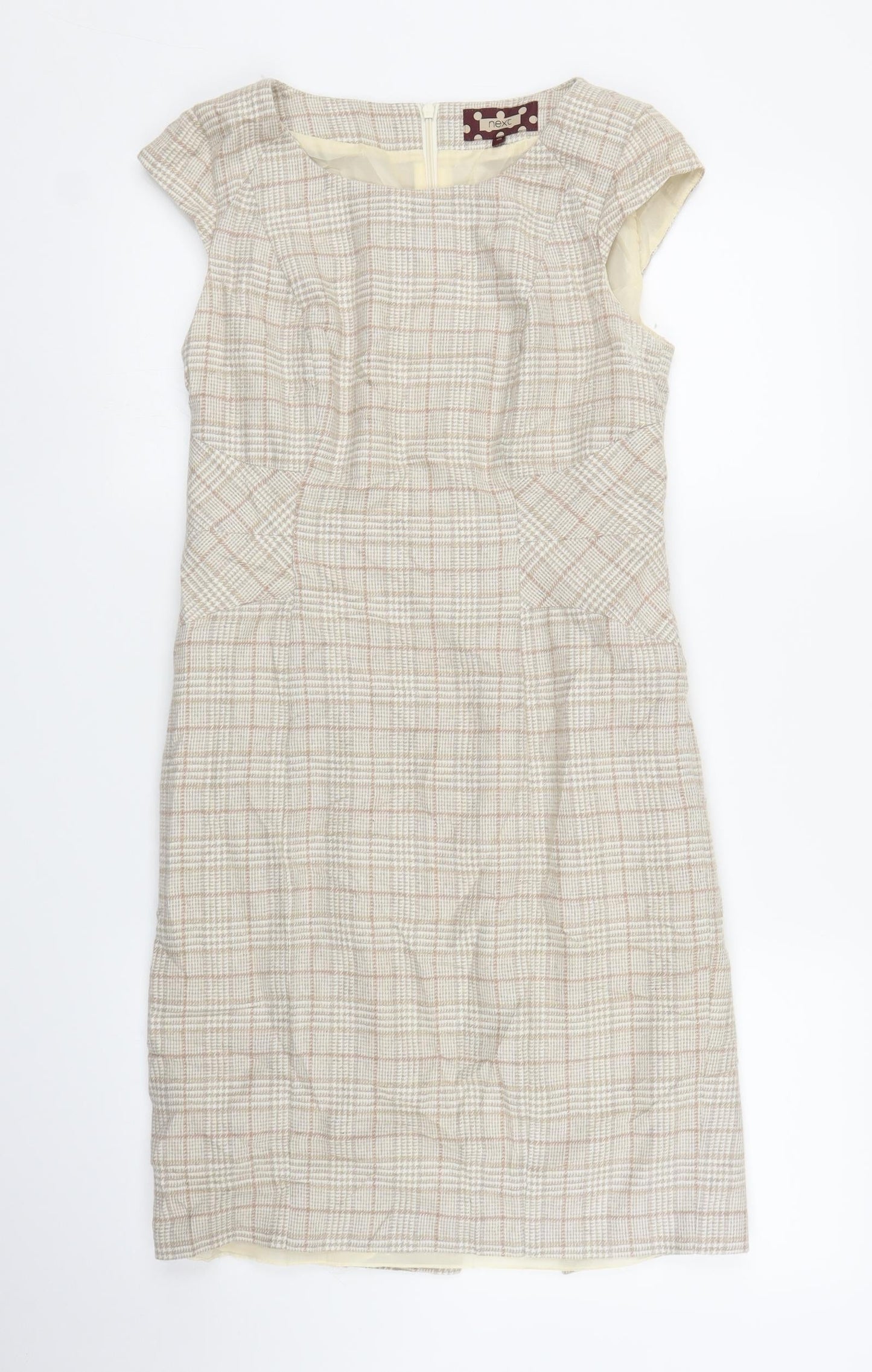 NEXT Womens Beige Plaid  Sheath  Size 10
