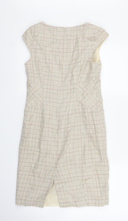 NEXT Womens Beige Plaid  Sheath  Size 10