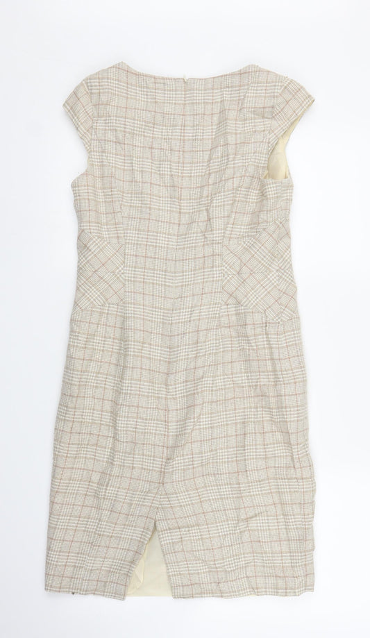NEXT Womens Beige Plaid  Sheath  Size 10