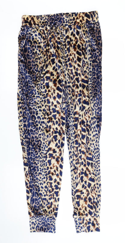 QED London Womens Beige Animal Print  Sweatpants Trousers Size M L28 in