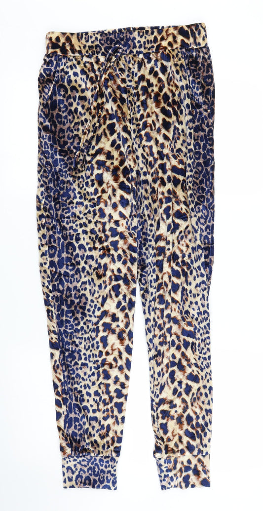 QED London Womens Beige Animal Print  Sweatpants Trousers Size M L28 in