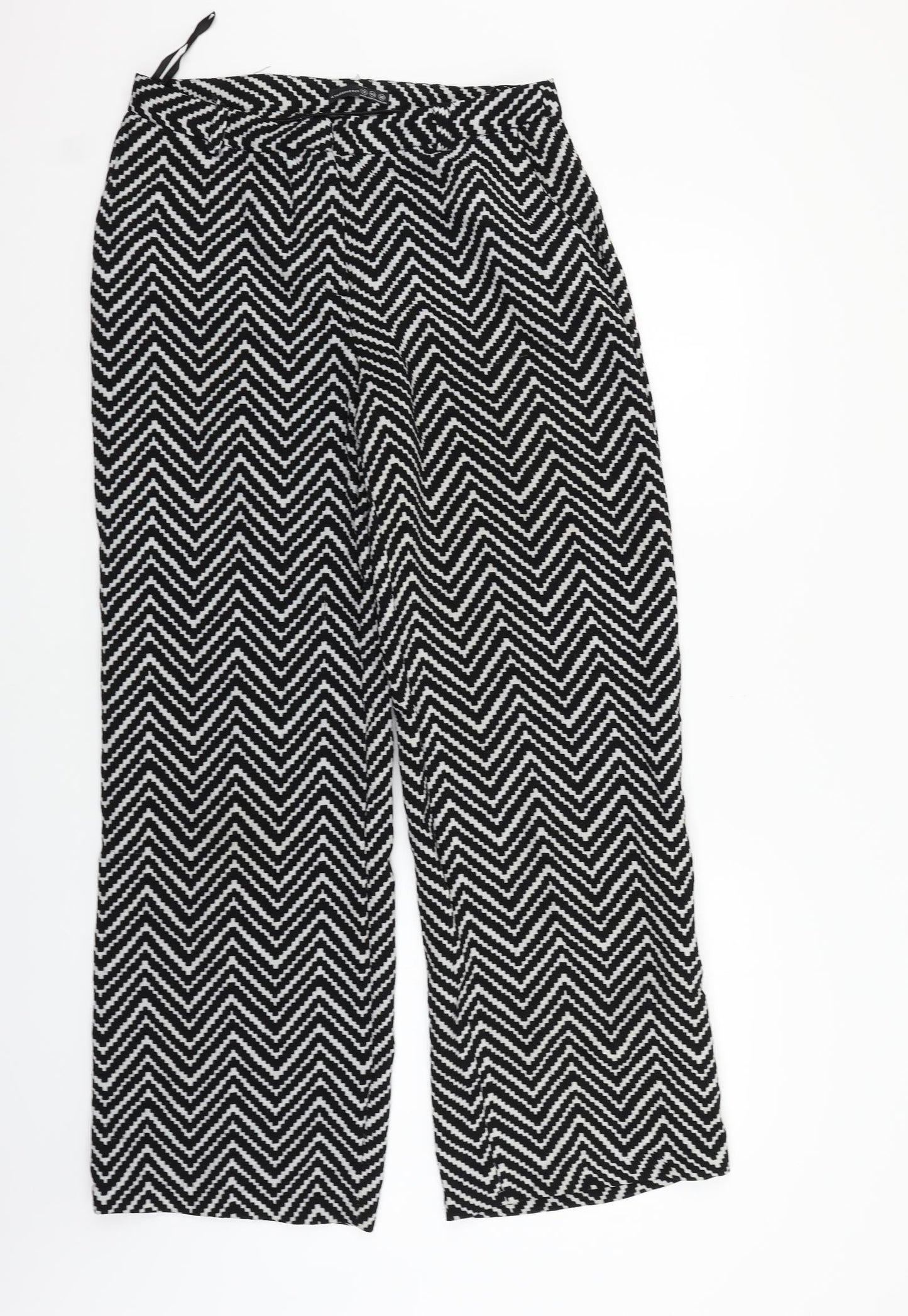 atmoshere Womens Black Geometric  Trousers  Size 12 L28 in