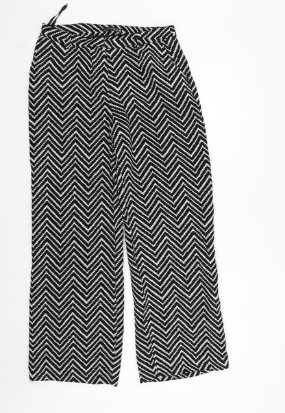 atmoshere Womens Black Geometric  Trousers  Size 12 L28 in