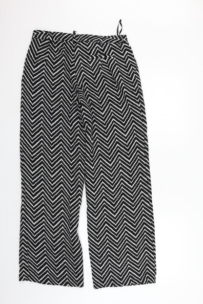 atmoshere Womens Black Geometric  Trousers  Size 12 L28 in