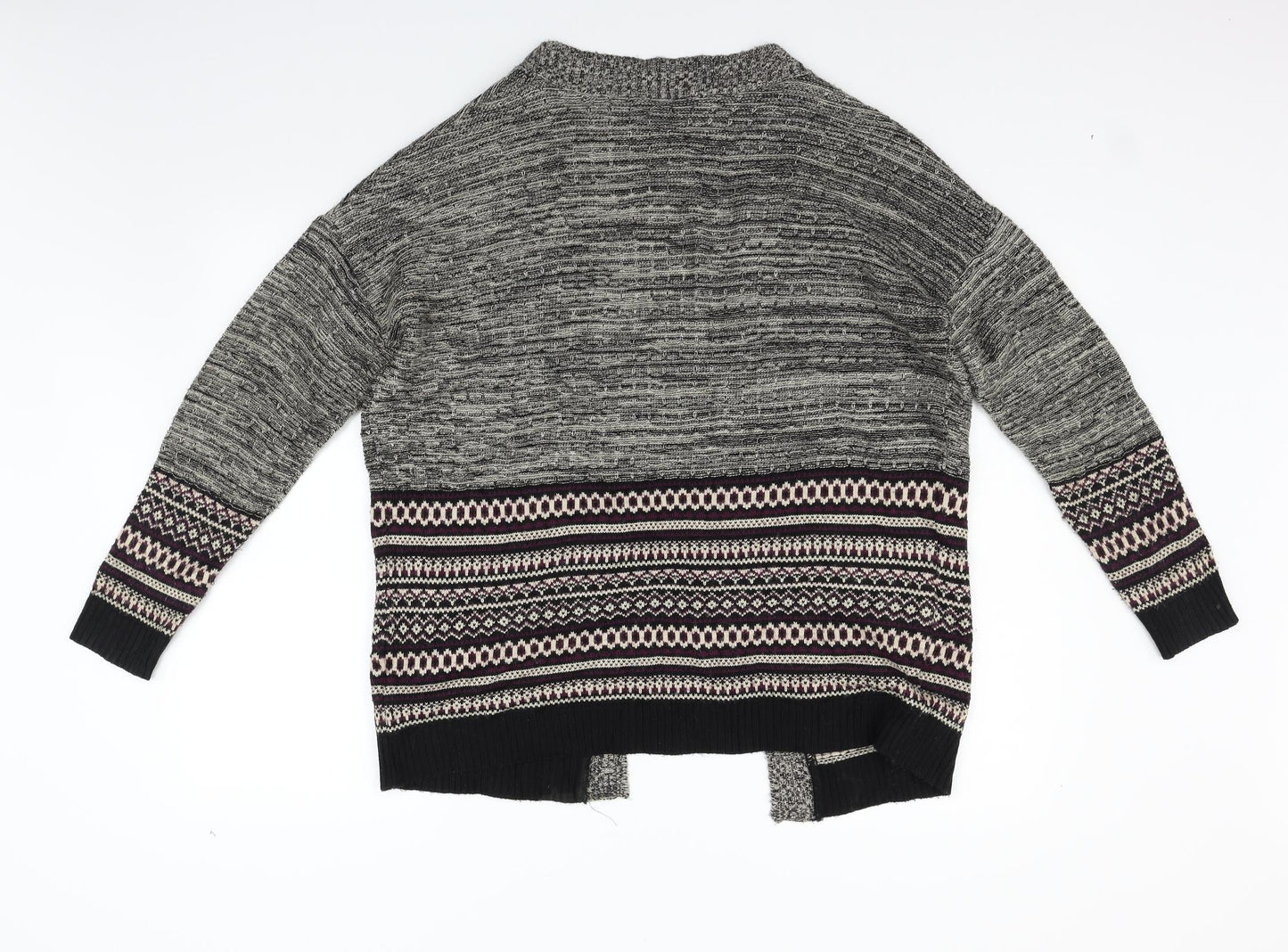 Miss Selfridge Womens Grey Geometric  Cardigan Jumper Size 10