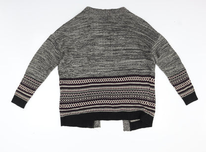 Miss Selfridge Womens Grey Geometric  Cardigan Jumper Size 10