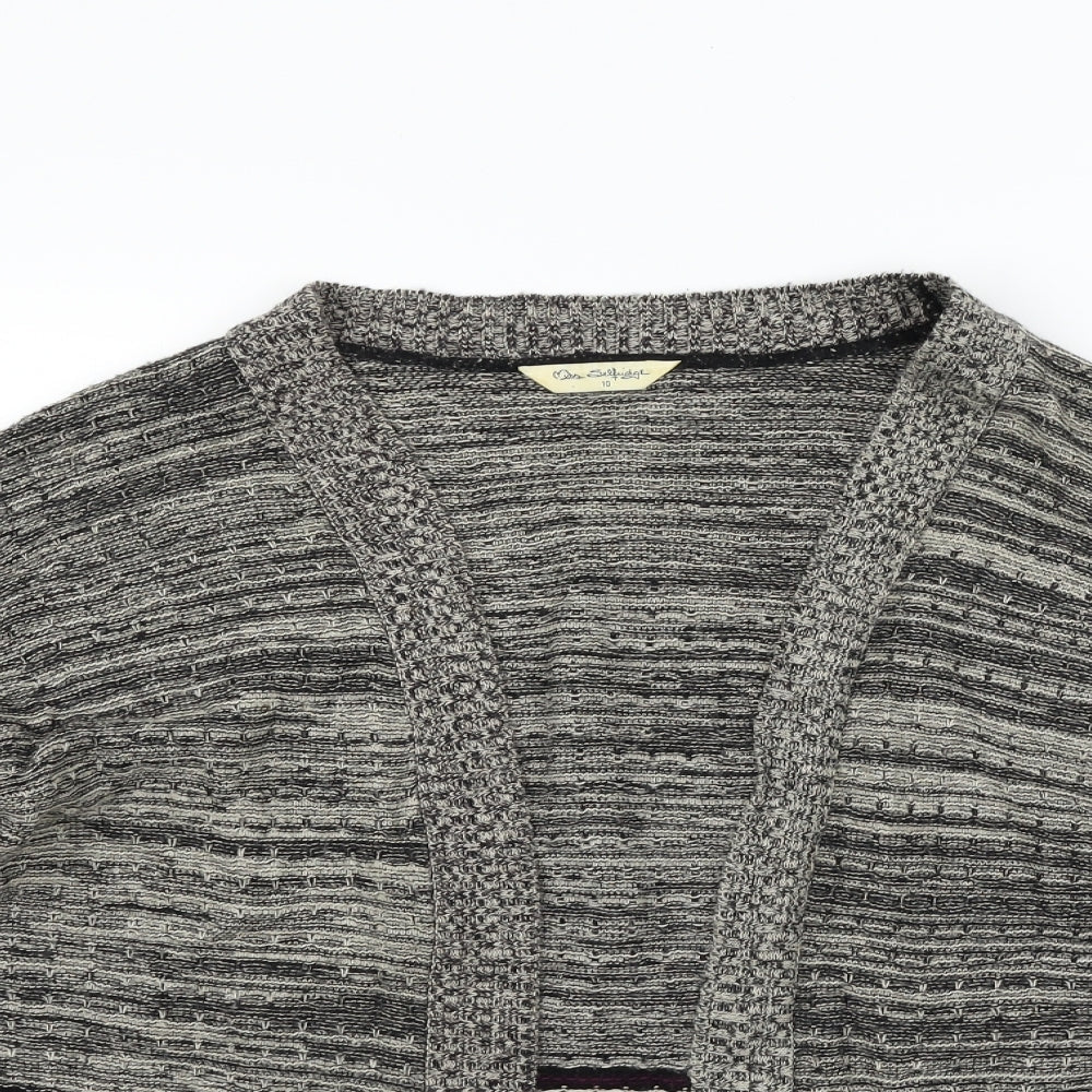 Miss Selfridge Womens Grey Geometric  Cardigan Jumper Size 10