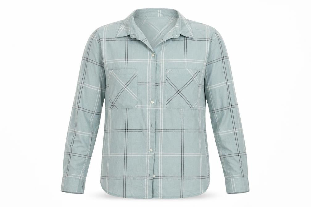 Mens UK Size 14 Divided Green  Button-Up Long Sleeve Casual Shirt