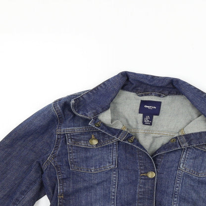 Close-up detail of Gap boys’ blue jacket coat, size XL