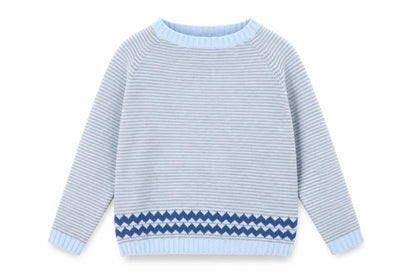 SHEILAY Womens Blue Geometric  Pullover Jumper Size S