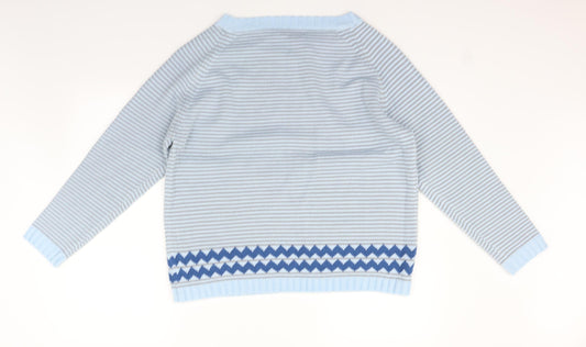 SHEILAY Womens Blue Geometric  Pullover Jumper Size S