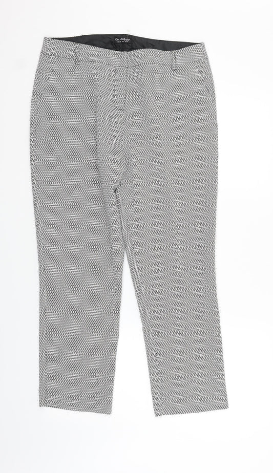 Miss Selfridge Womens White Geometric  Trousers  Size 12 L26 in