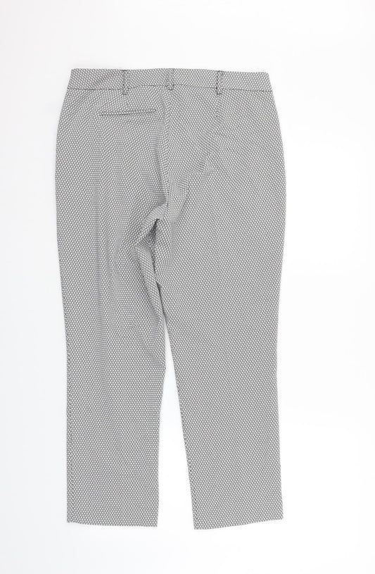 Miss Selfridge Womens White Geometric  Trousers  Size 12 L26 in
