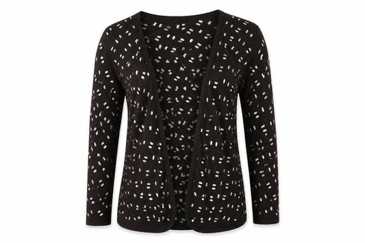 Front view of Kaliko women’s brown cardigan jumper, size UK 12