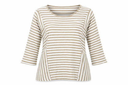 eypio Womens Beige Striped  Basic Polo Size L
