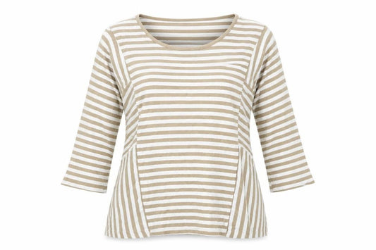eypio Womens Beige Striped  Basic Polo Size L