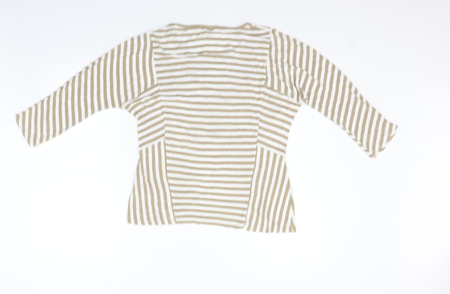 eypio Womens Beige Striped  Basic Polo Size L